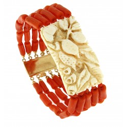 bracelet coral and fossil...