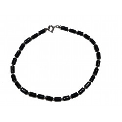 Obsidian cylinder bracelet