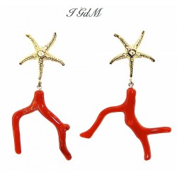 Coral starfish branch earring