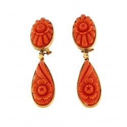 Earring coral drops engraved