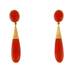 Red coral drops earring
