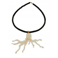 Octopus  white coral pendant