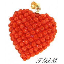 Coral heart pendant
