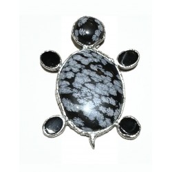 Obsidian turtle pendant