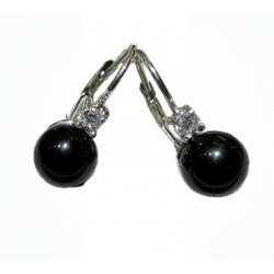 Flat obsidian earring
