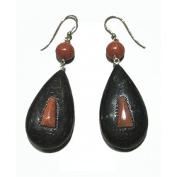 coral and ebony earring