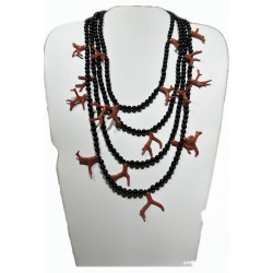 Necklace coral and obsidian