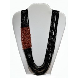 Coral and obsidian necklace