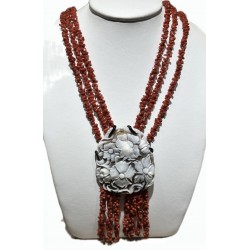 Coral necklace sardonic cameo