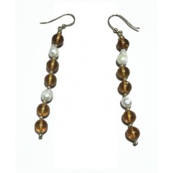 Pearls and amber earring