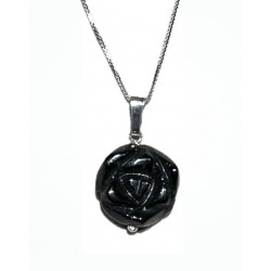 Obsidian rose pendant