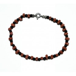 Coral obsidian bracelet