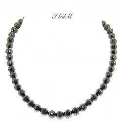 Faceted obsidian necklace 8mm