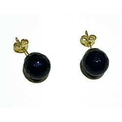 Faceted obsidian earring