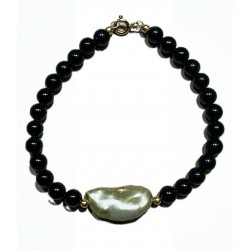 Obsidian gold perl bracelet