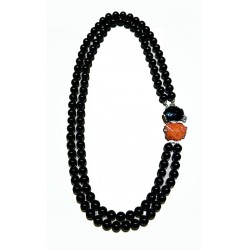 Necklace coral and obsidian