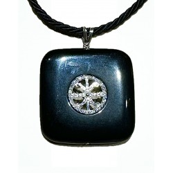 Obsidian pendant and...