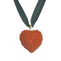Ciondolo cuore corallo tessito