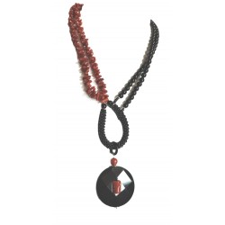 Collana ossidiana e corallo