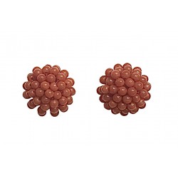 Coral button earring