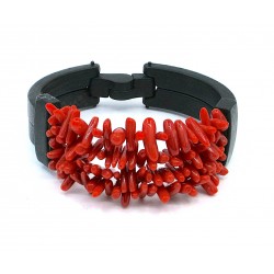 Coral and ebony bracelet