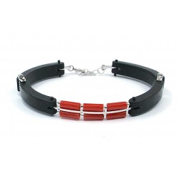 Bracciale corallo e ebano