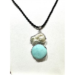 Pearl and turquoise pendant