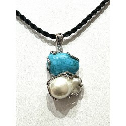 Pearl and turquoise pendant