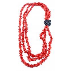 Coral and obsidian necklace
