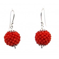 Woven coral earring