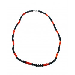 Collana ossidiana e corallo
