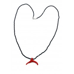 Collana corallo e ossidiana