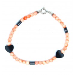 Pink coral and hematite...