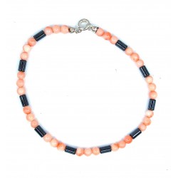 Pink coral and hematite...