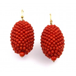 Oval Woven Coral Earring