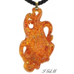 Amber octopus pendant