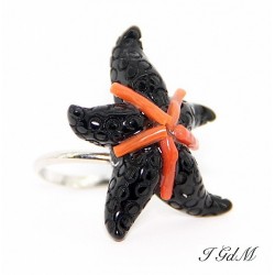 Obsidian starfish and coral...