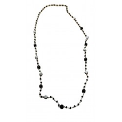 Faceted obsidian and Svarovski