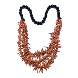 Collana corallo e ossidiana