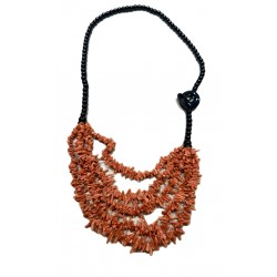 Collana corallo e ossidiana