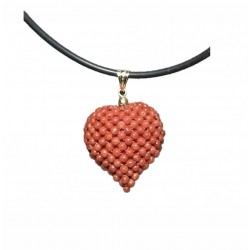 Ciondolo cuore corallo tessito