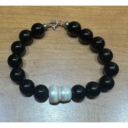 Bracciale ossidiana e perla
