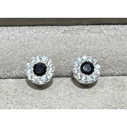 Orecchino ossidiana e zirconi