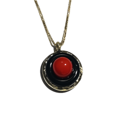 Colier corallo e ossidiana