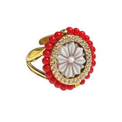 Anello corallo cammeo e...