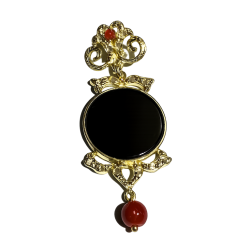 Ciondolo ossidiana e corallo