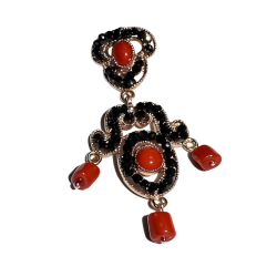 Ciondolo ossidiana e corallo