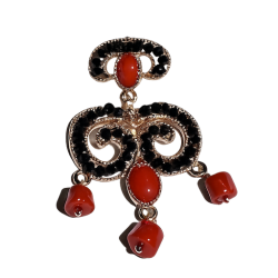 Ciondolo ossidiana e corallo