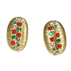 orecchino corallo e zirconi