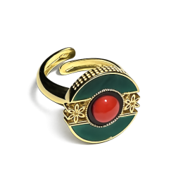 agate and coral ring